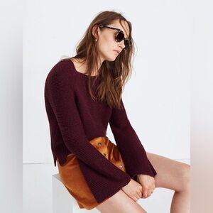 Madewell Maroon Wide-Sleeve Pullover Sweater